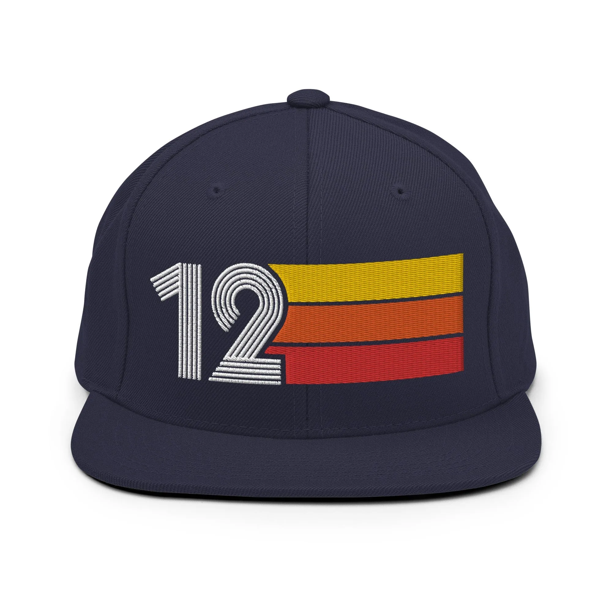 12 - Number Twelve Retro Tri-Line Snapback Hat