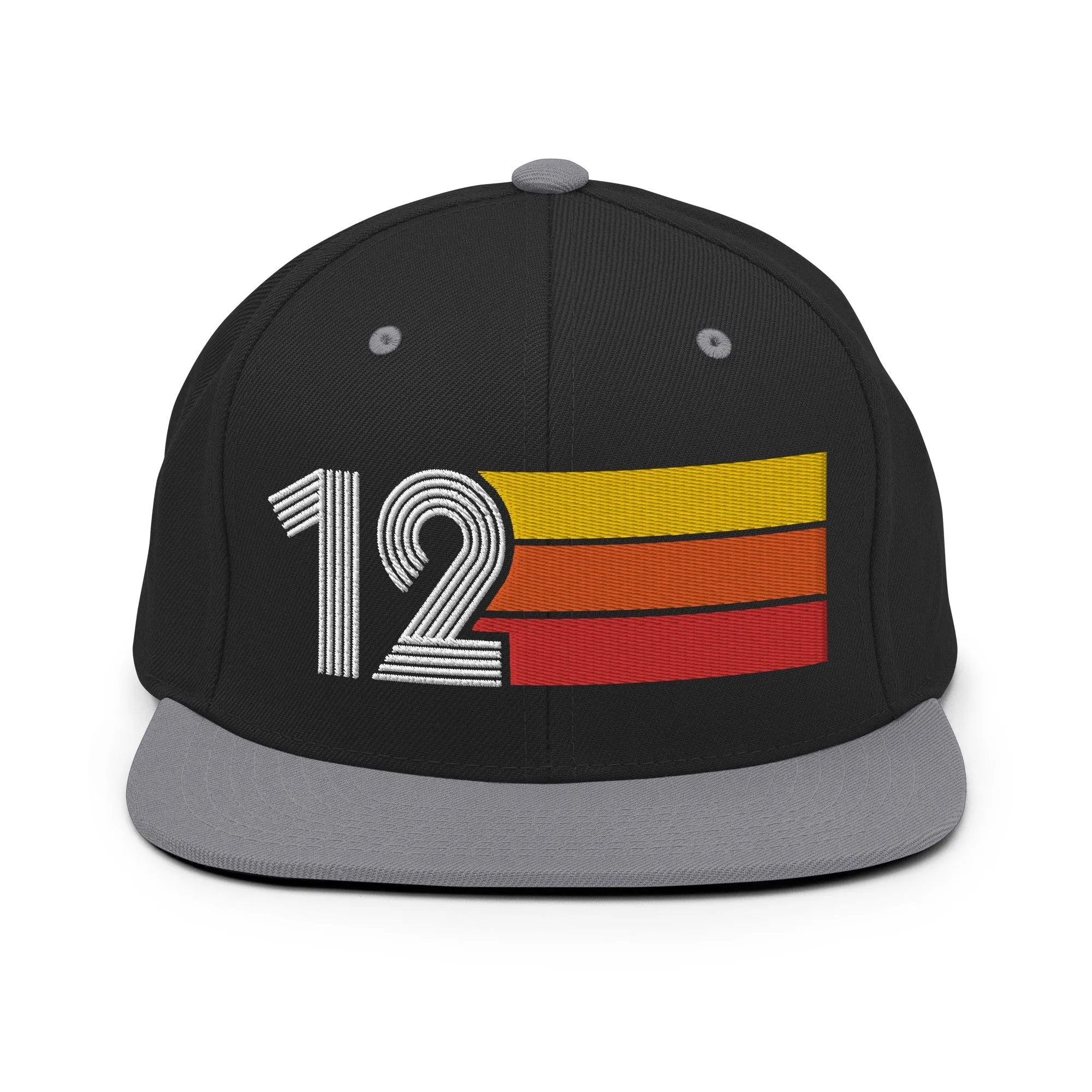 12 - Number Twelve Retro Tri-Line Snapback Hat