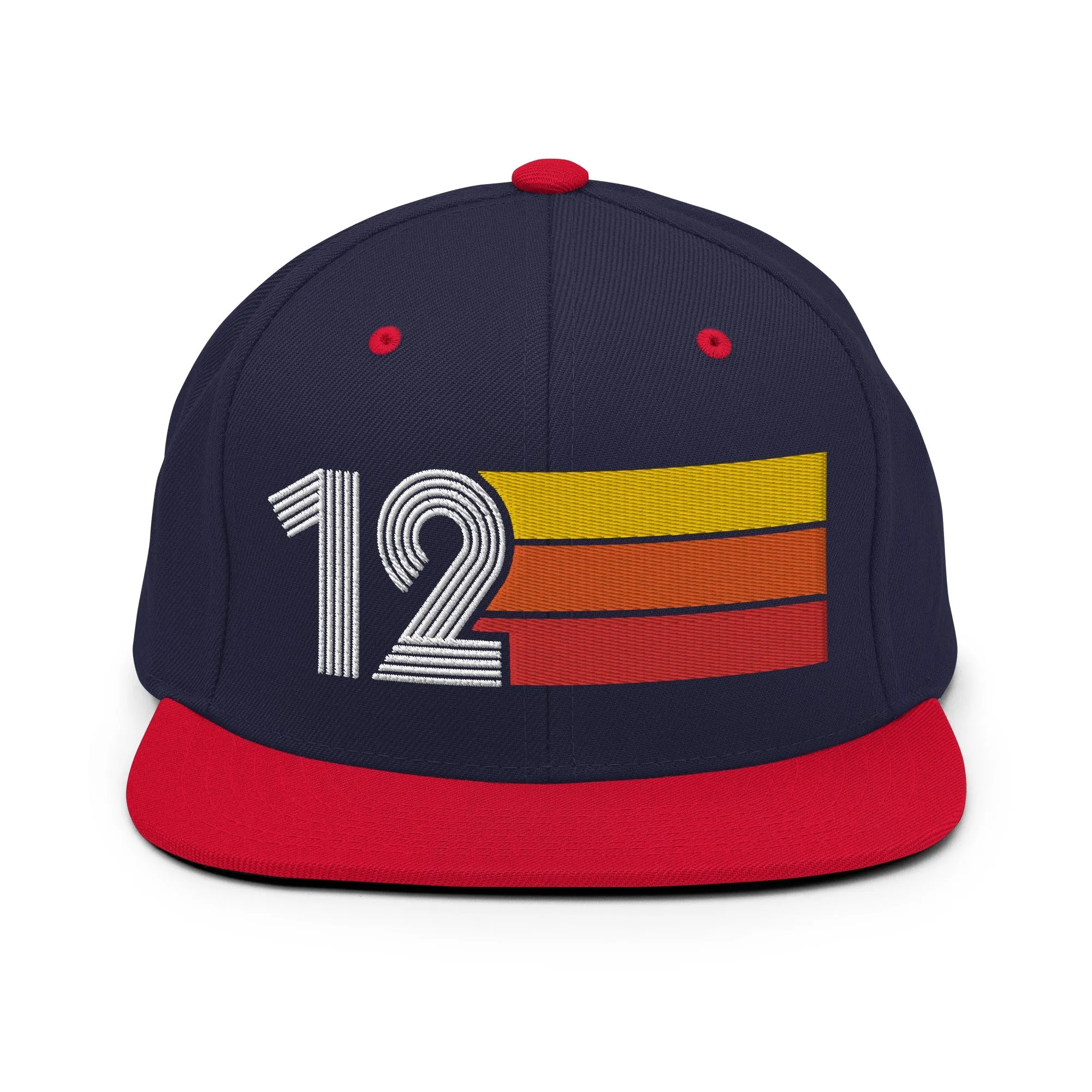12 - Number Twelve Retro Tri-Line Snapback Hat
