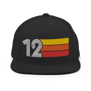 12 - Number Twelve Retro Tri-Line Snapback Hat