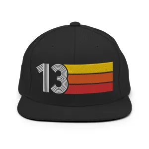 13 - Number Thirteen Retro Tri-Line Snapback Hat