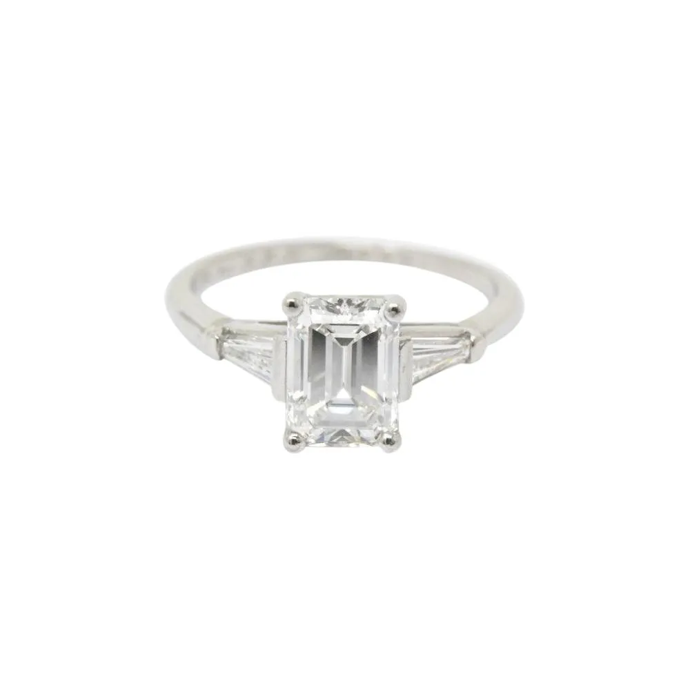 1950's Bailey Banks and Biddle 1.93CTW Emerald Cut Diamond & Platinum Engagement Ring GIA