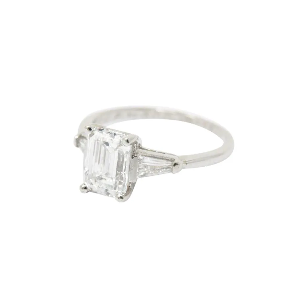1950's Bailey Banks and Biddle 1.93CTW Emerald Cut Diamond & Platinum Engagement Ring GIA