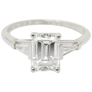 1950's Bailey Banks and Biddle 1.93CTW Emerald Cut Diamond & Platinum Engagement Ring GIA