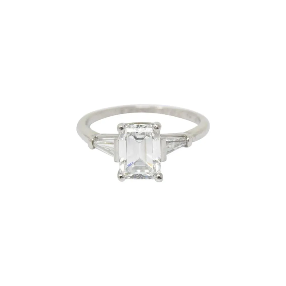 1950's Bailey Banks and Biddle 1.93CTW Emerald Cut Diamond & Platinum Engagement Ring GIA
