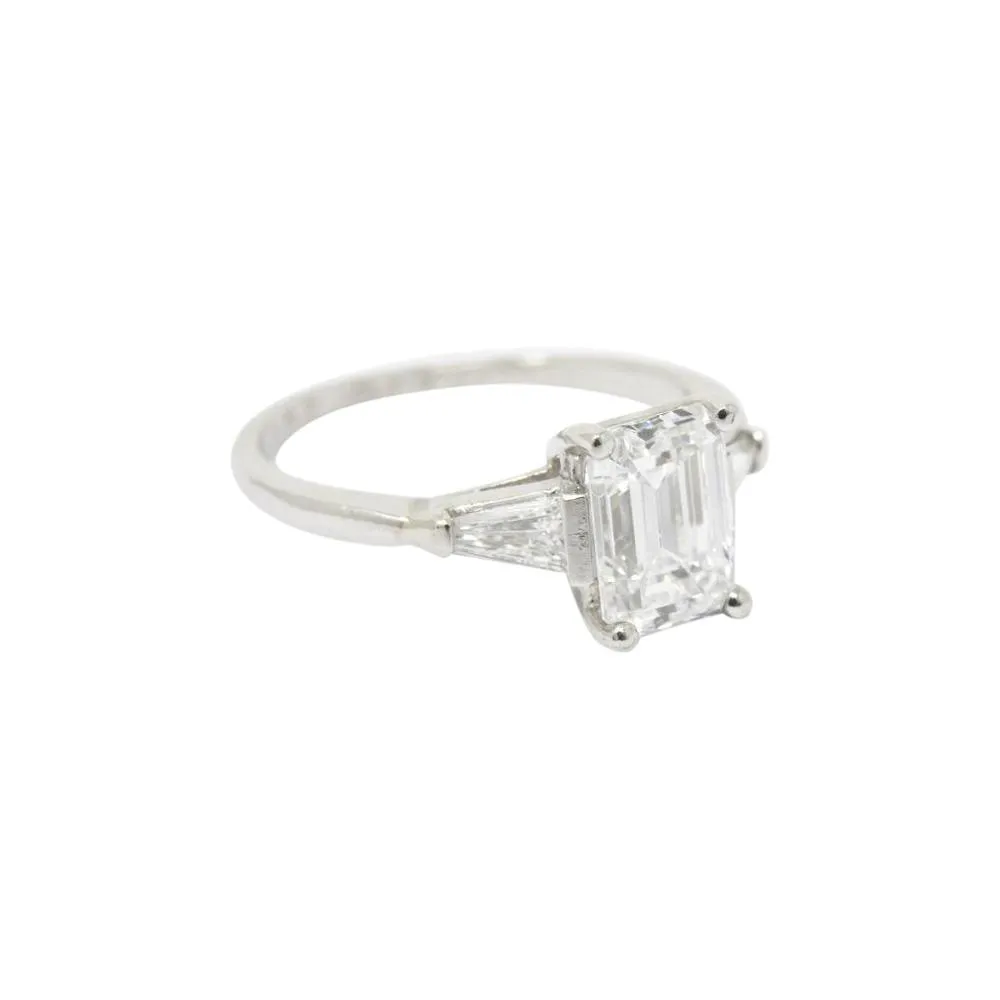 1950's Bailey Banks and Biddle 1.93CTW Emerald Cut Diamond & Platinum Engagement Ring GIA