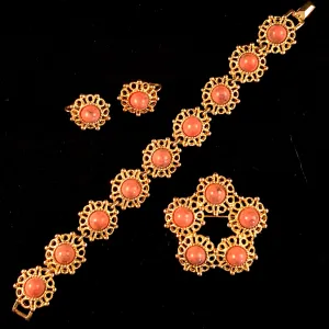 1970s Sarah Coventry Valencia Brooch, Bracelet & Earring Set