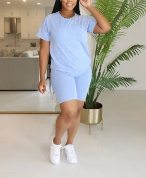 27430P - WASHED TOP & BERMUDA SHORTS SET (4PCS)