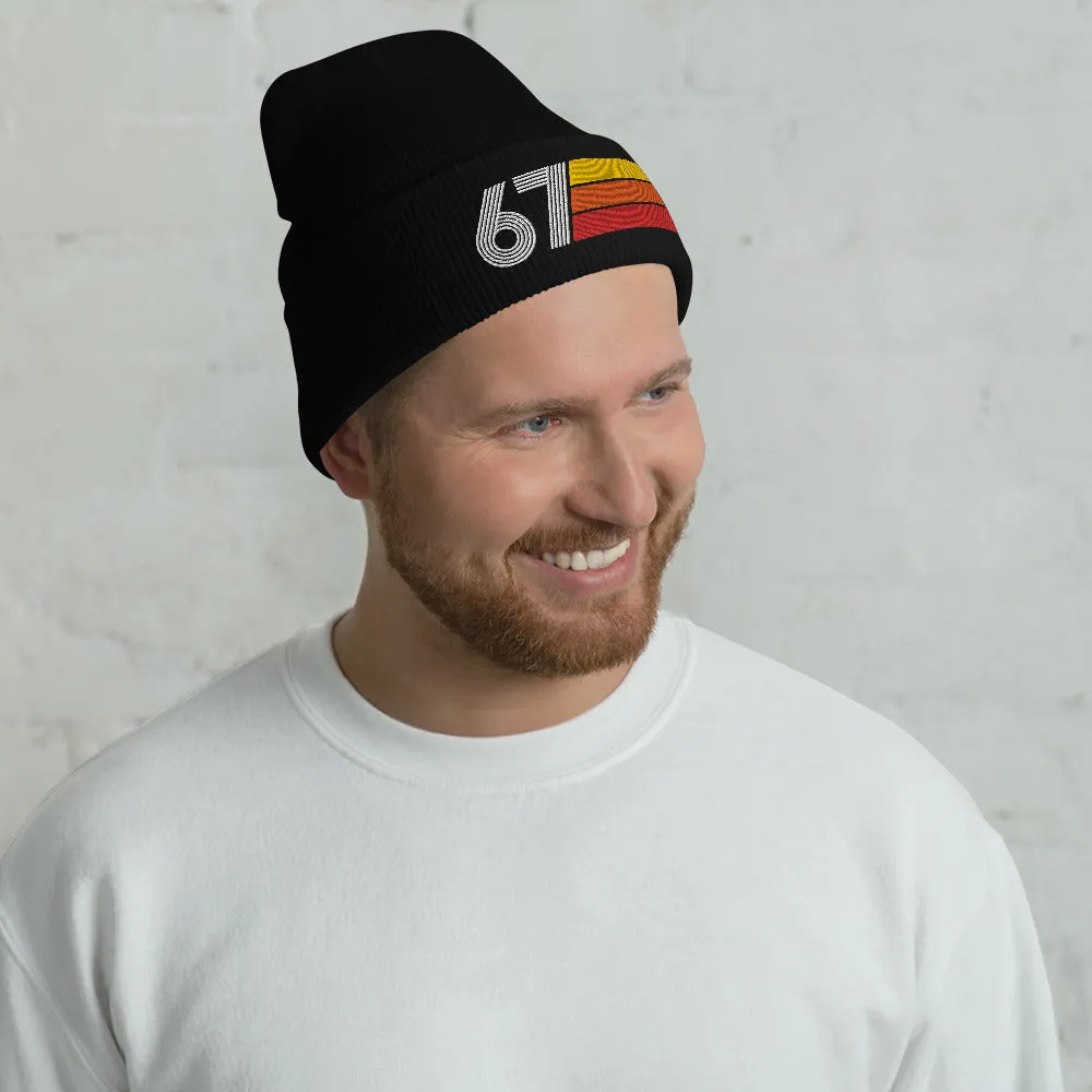 67 - 1967 Retro Tri-Line Cuffed Beanie