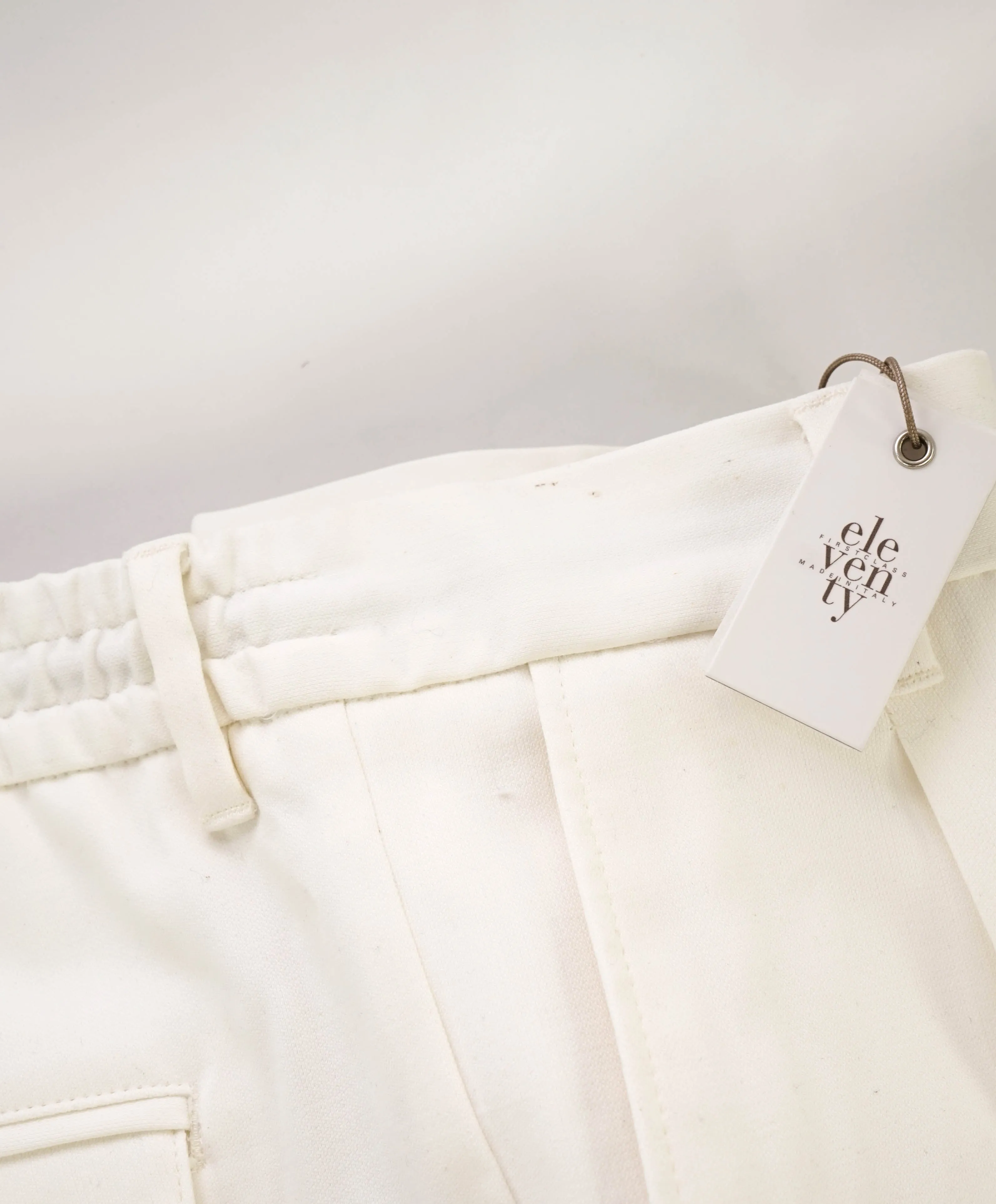 $695 ELEVENTY - JOGGER Ivory Cotton Suede Dress Pants- 33W