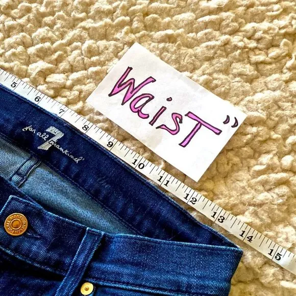 7 For All Mankind Size 26 Medium Blue Wash Mid Rise Whiskey Ankle Skinny Jeans