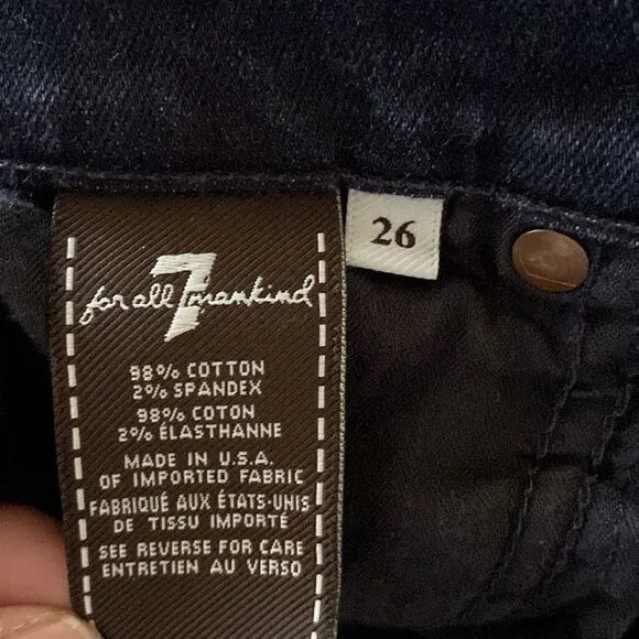 7 For All Mankind Size 26 Medium Blue Wash Mid Rise Whiskey Ankle Skinny Jeans