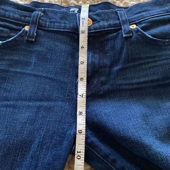 7 For All Mankind Size 26 Medium Blue Wash Mid Rise Whiskey Ankle Skinny Jeans
