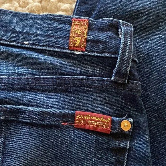 7 For All Mankind Size 26 Medium Blue Wash Mid Rise Whiskey Ankle Skinny Jeans