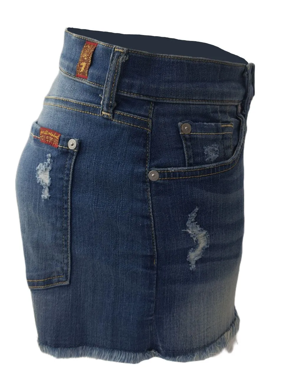 7 FOR ALL MANKIND Women's Blue Distressed 5 Pockets Shorts #5088886 32 NWT