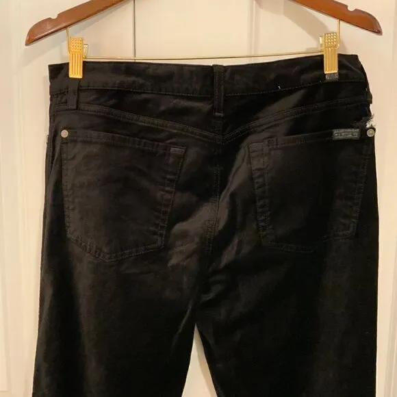 7 For All Mankind Black Velvet Bootcut Ankle Jeans Size 32