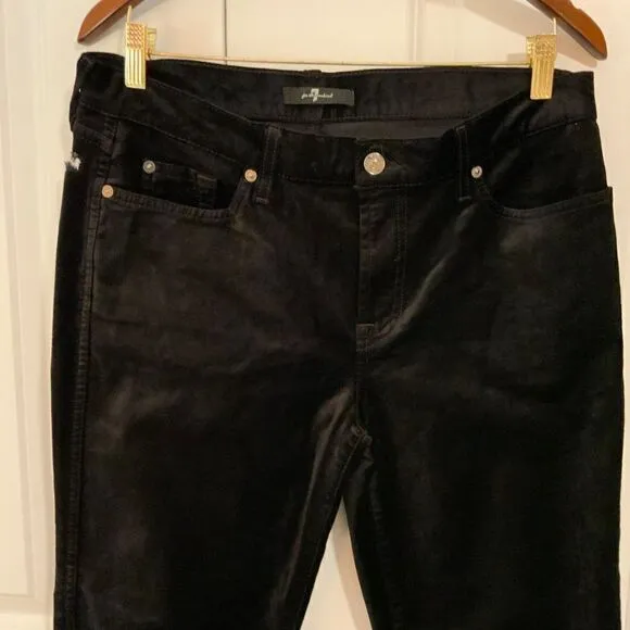 7 For All Mankind Black Velvet Bootcut Ankle Jeans Size 32