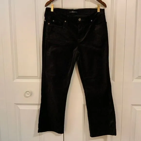 7 For All Mankind Black Velvet Bootcut Ankle Jeans Size 32