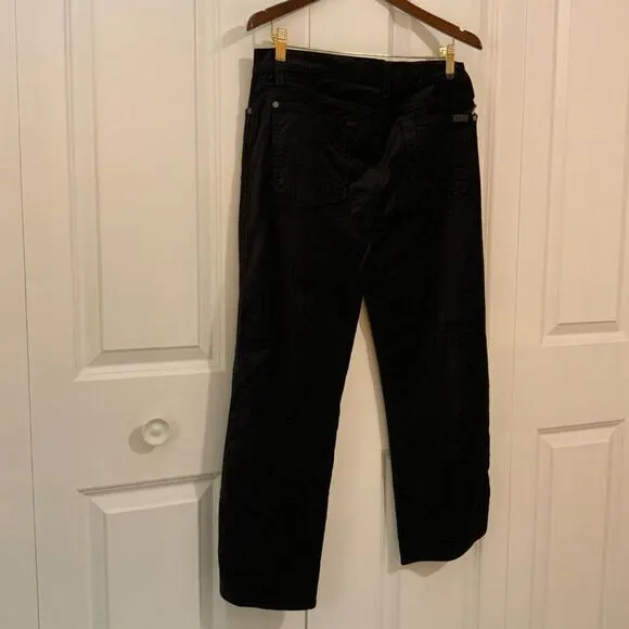 7 For All Mankind Black Velvet Bootcut Ankle Jeans Size 32