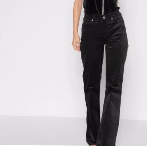 7 For All Mankind Black Velvet Bootcut Ankle Jeans Size 32