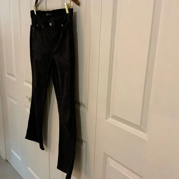 7 For All Mankind Black Velvet Bootcut Ankle Jeans Size 32