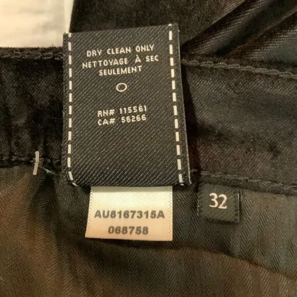 7 For All Mankind Black Velvet Bootcut Ankle Jeans Size 32