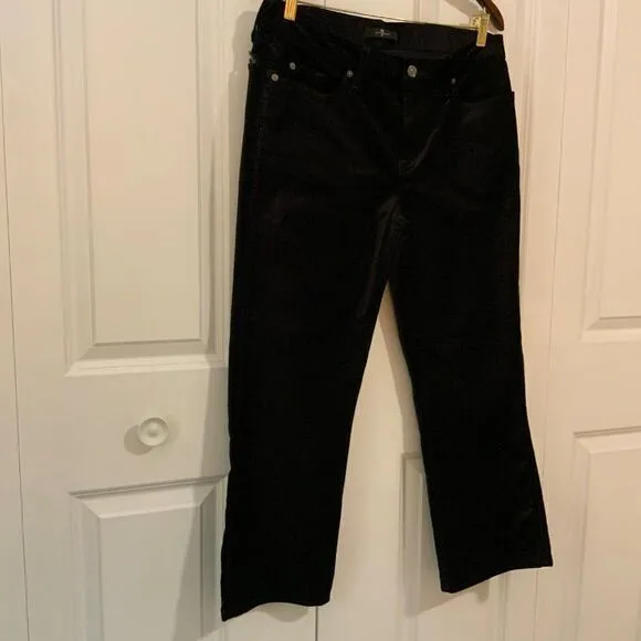 7 For All Mankind Black Velvet Bootcut Ankle Jeans Size 32
