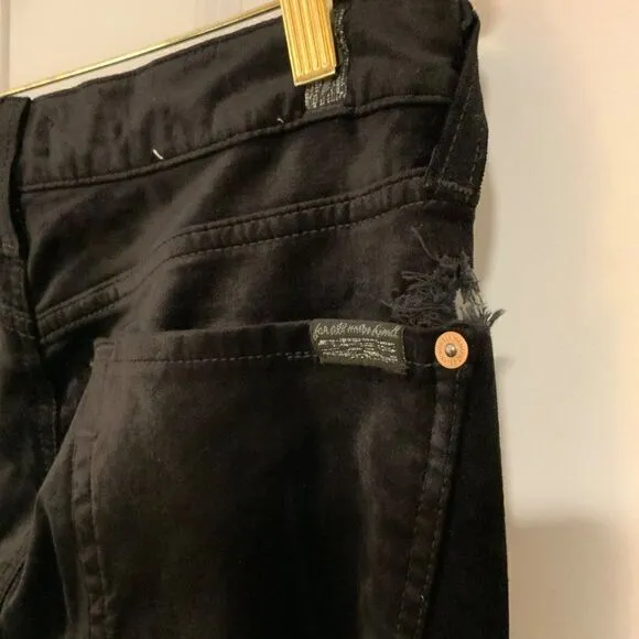 7 For All Mankind Black Velvet Bootcut Ankle Jeans Size 32