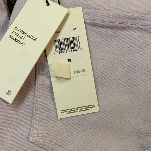 7 For All Mankind High Waist Ankle Skinny Jeans, Light Purple Lilac Size 30 NWT
