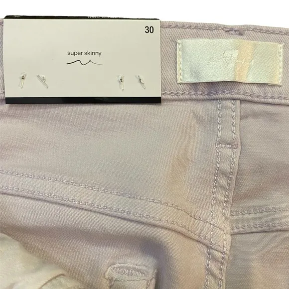 7 For All Mankind High Waist Ankle Skinny Jeans, Light Purple Lilac Size 30 NWT
