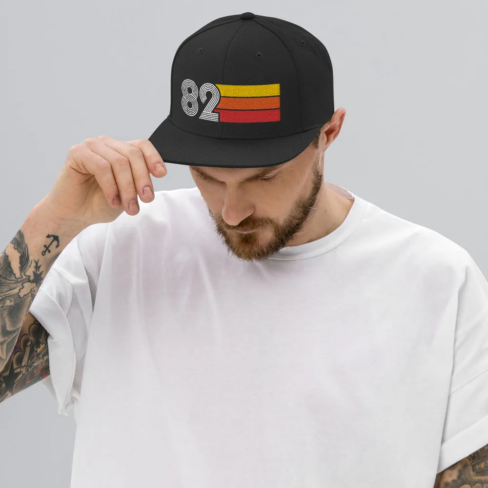 82 - 1982 Retro Tri-Line Snapback Hat