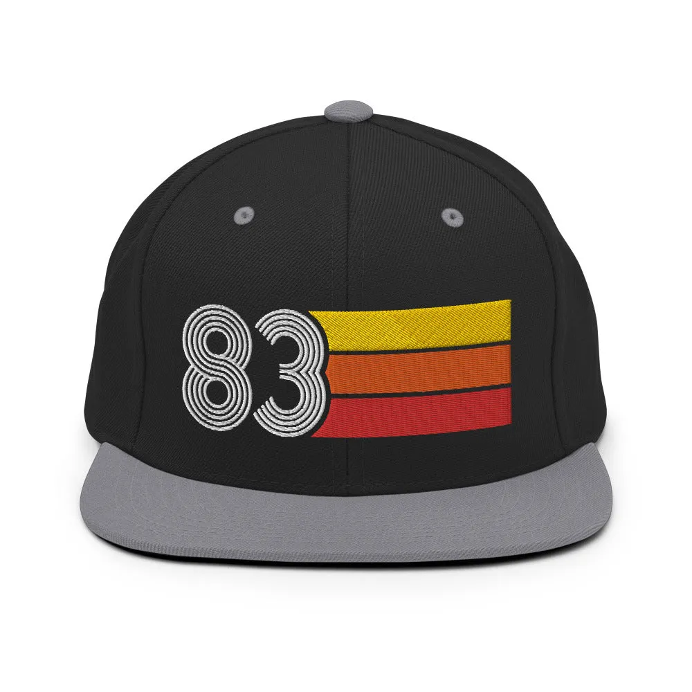 83 - 1983 Retro Tri-Line Snapback Hat