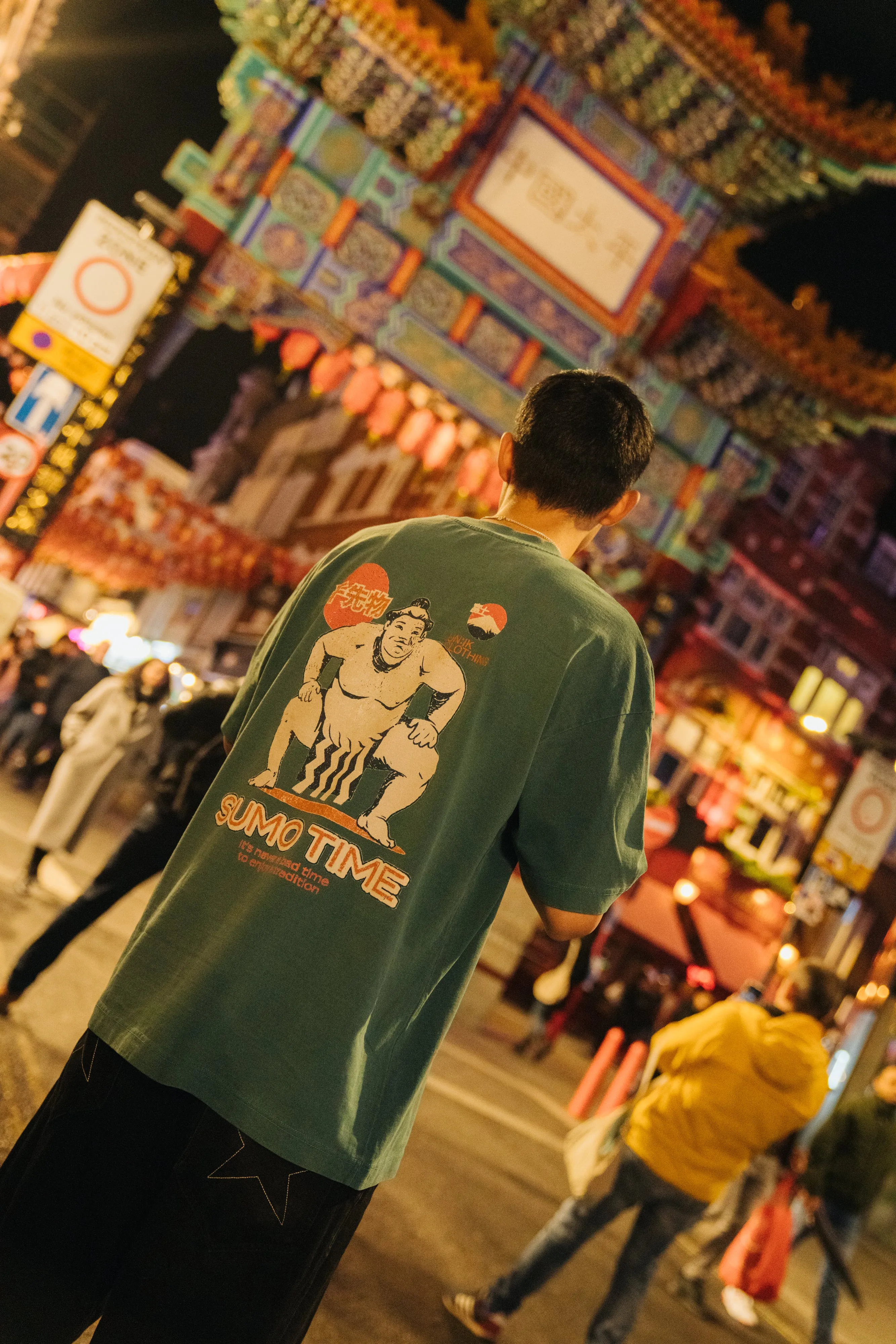 A Thousand Futures 'Sumo Time' Vintage Washed Tee - Pine