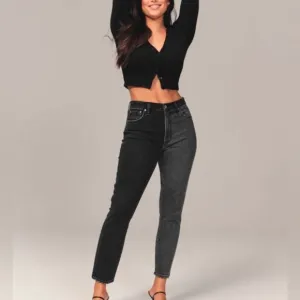 Abercrombie &amp; Fitch Two Toned, color block high rise skinny jeans