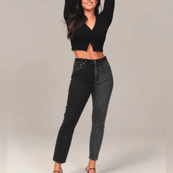 Abercrombie &amp; Fitch Two Toned, color block high rise skinny jeans