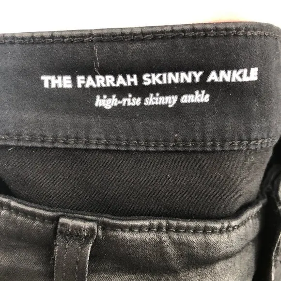 AG Adriano Goldschmied Jeans Womens 32R Black Farrah Skinny Ankle Faux Leather