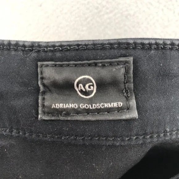AG Adriano Goldschmied Jeans Womens 32R Black Farrah Skinny Ankle Faux Leather