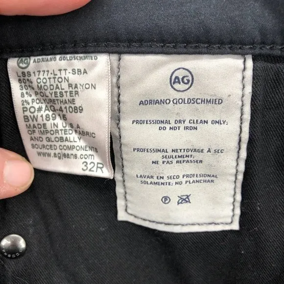 AG Adriano Goldschmied Jeans Womens 32R Black Farrah Skinny Ankle Faux Leather