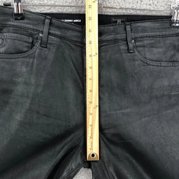AG Adriano Goldschmied Jeans Womens 32R Black Farrah Skinny Ankle Faux Leather