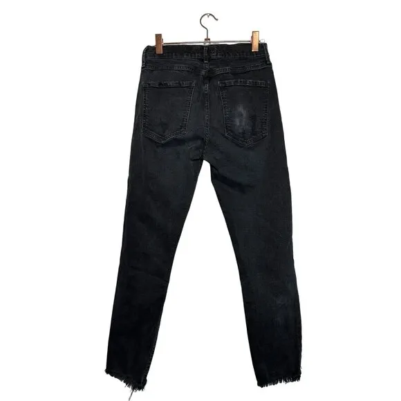AGOLDE Sophie Crop High Rise Skinny Jeans in Washed Black Distressed Size 27