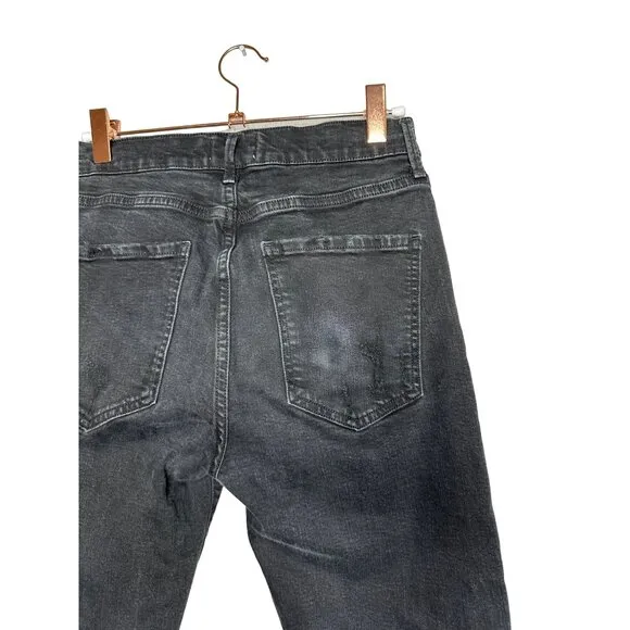AGOLDE Sophie Crop High Rise Skinny Jeans in Washed Black Distressed Size 27