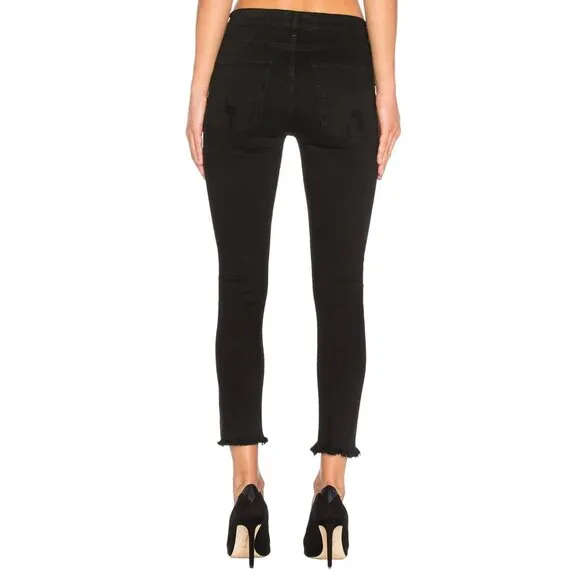 AGOLDE Sophie Crop High Rise Skinny Jeans in Washed Black Distressed Size 27