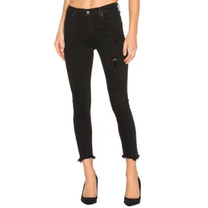 AGOLDE Sophie Crop High Rise Skinny Jeans in Washed Black Distressed Size 27