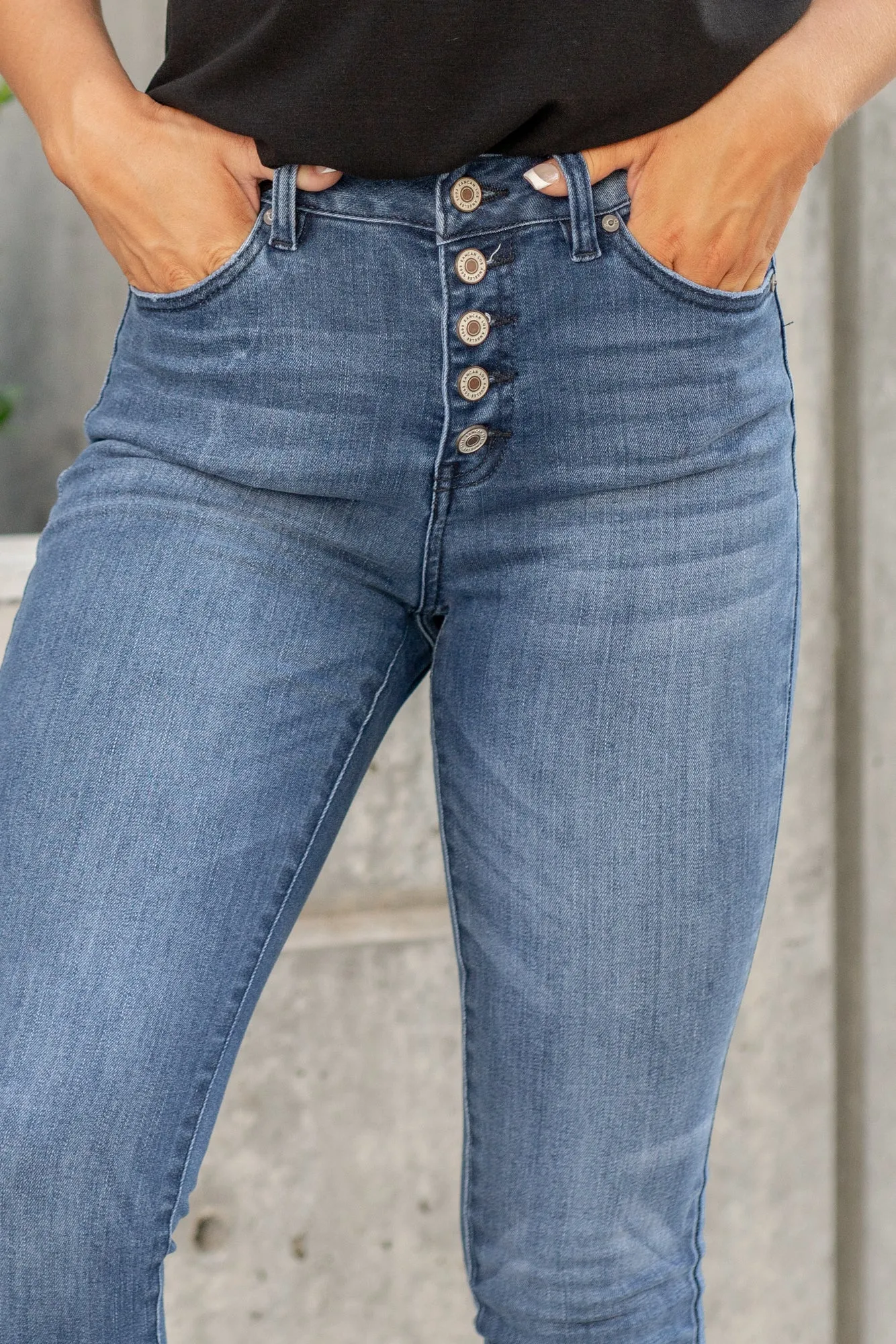 Alexa High Rise Curvy Button Fly Skinny