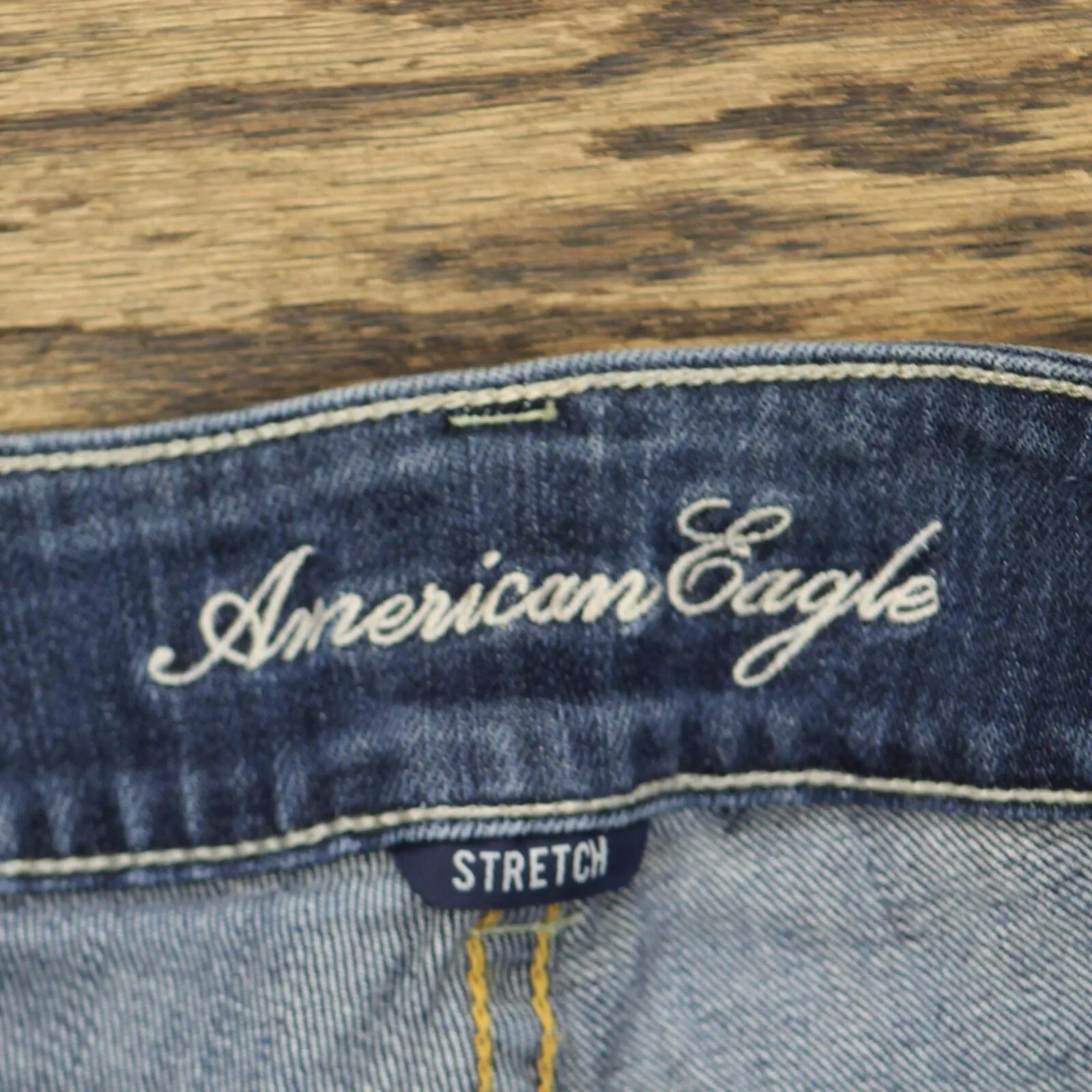 American Eagle Womens Artist Stretch Bootcut Distressed Jeans Blue 0 Short