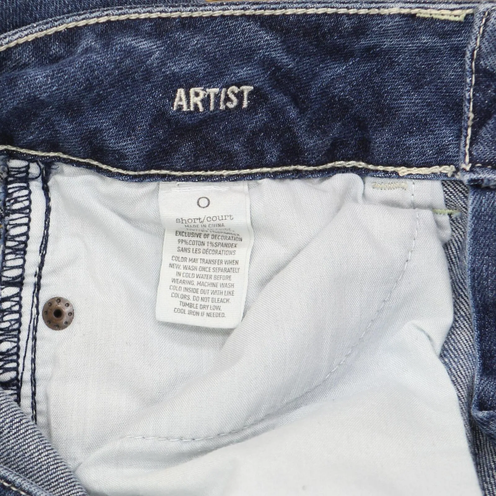 American Eagle Womens Artist Stretch Bootcut Distressed Jeans Blue 0 Short