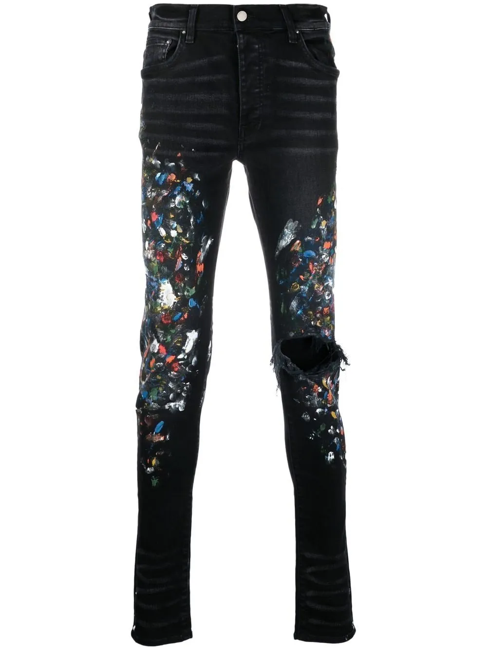 Amiri "Paint-Splatter" Skinny Jeans Black