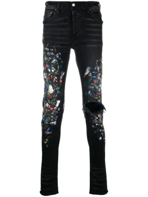 Amiri "Paint-Splatter" Skinny Jeans Black