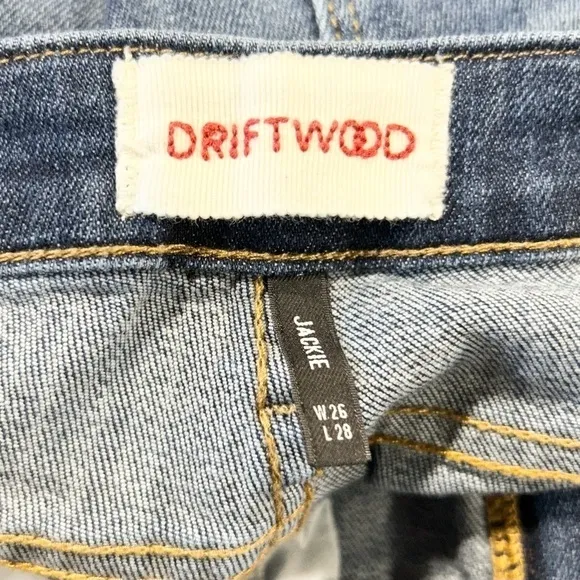 Anthropologie Driftwood Jackie Aztec Embroidered Skinny Jeans Medium Blue 26