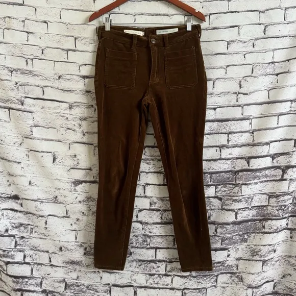Anthropologie Pilcro Corduroy High-Rise Skinny Jeans in Rosewood Size 27